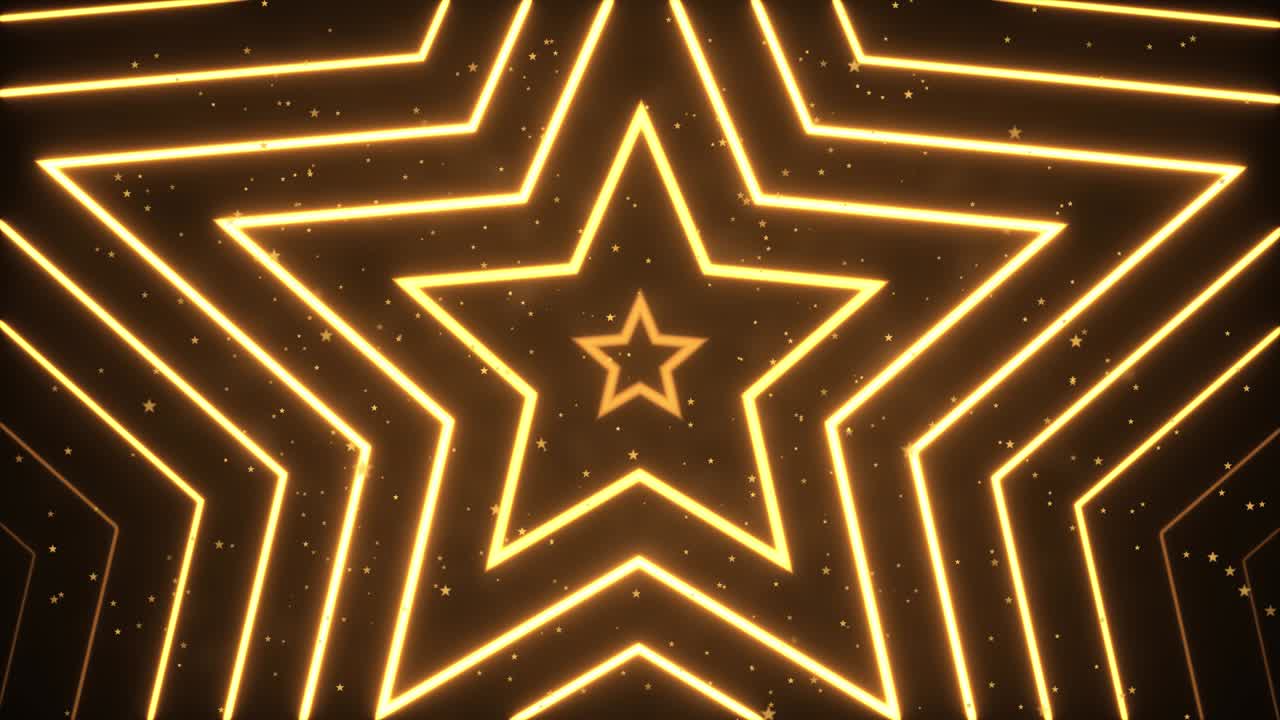 fondo de bucle abstracto con animación de estrellas de oro. video de glamour para un evento de moda.