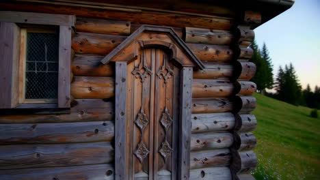 wooden chapel in the swiss alps at sunrise/sunset