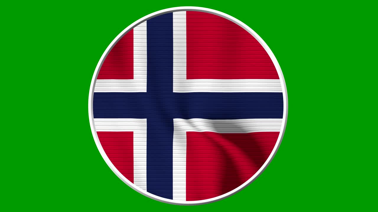 Norway Circular Flag Loop - Realistic 4K flag waving in the wind