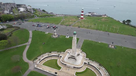 plymouth naval memorial devon uk drone aerial view