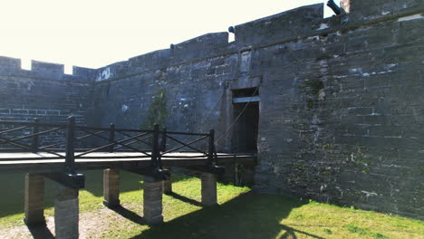 aerial view towards the entrance bridge to the castle of san marcos, in st