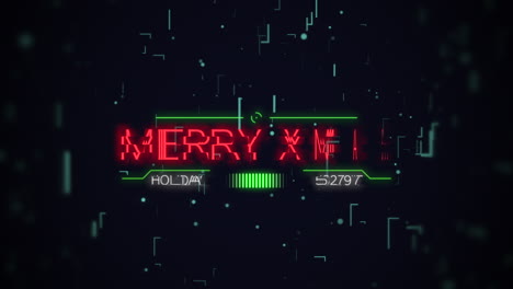 feliz navidad con elementos hud y rejilla de neón.