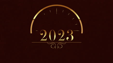 2023-Jahre-Mit-Goldener-Uhr-Auf-Braunem-Farbverlauf