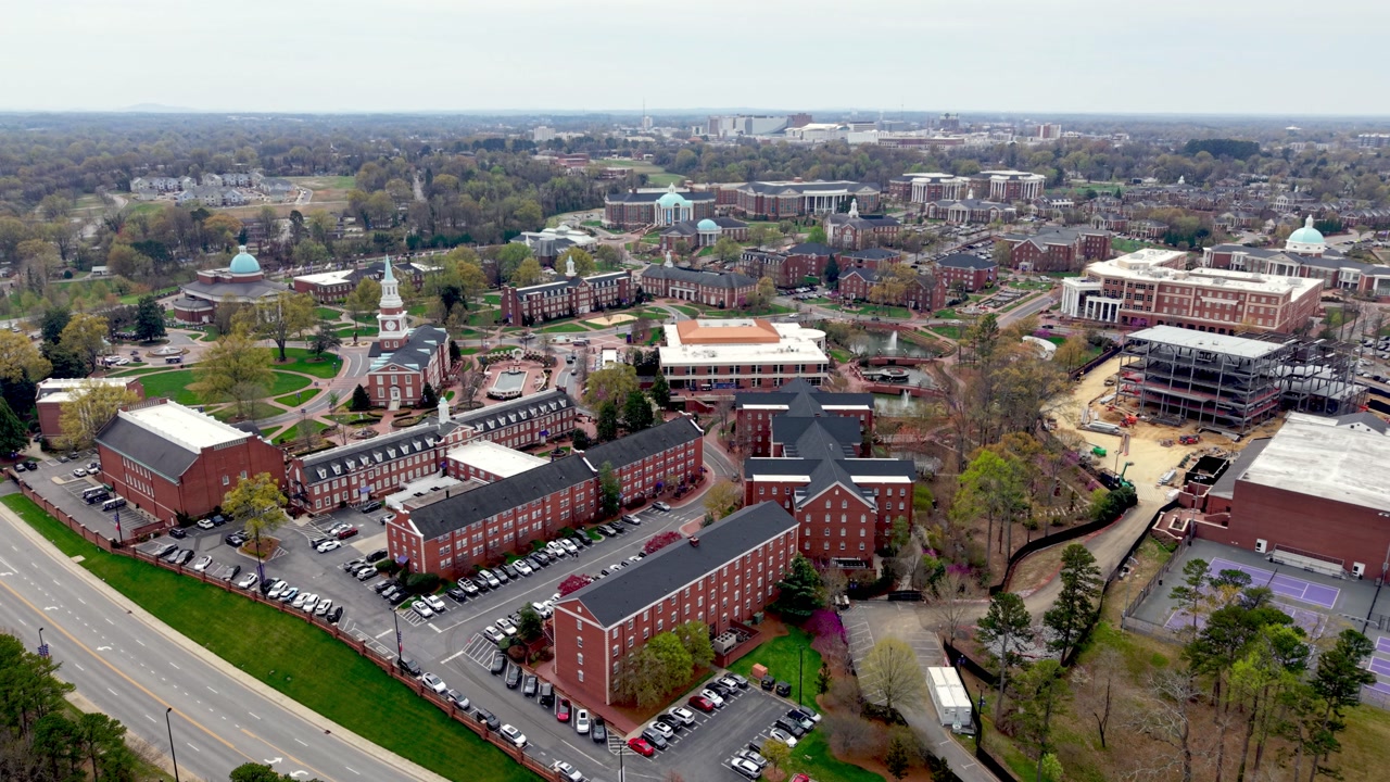 aerial pullout from the high point university campus