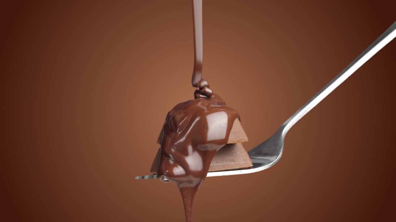 Melted Chocolate Dripping onto a Fork