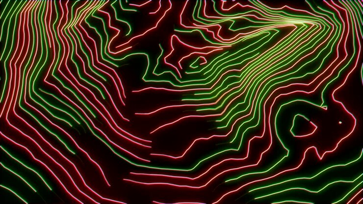 Topografia digitale astratta al neon 4K.
