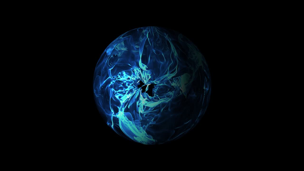 fuente abstracta de energía en forma de esfera. fondo oscuro