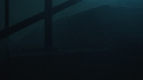 dark, foggy night view from a window