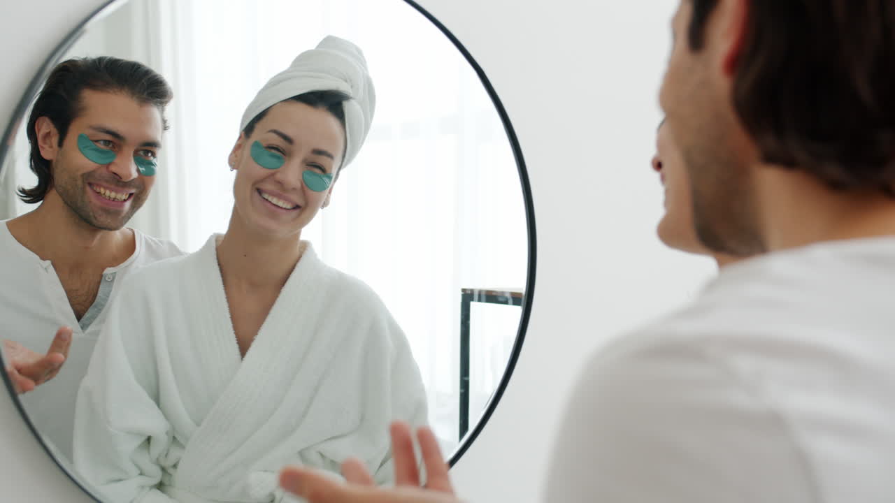 Couple enjoying a morning skincare routine