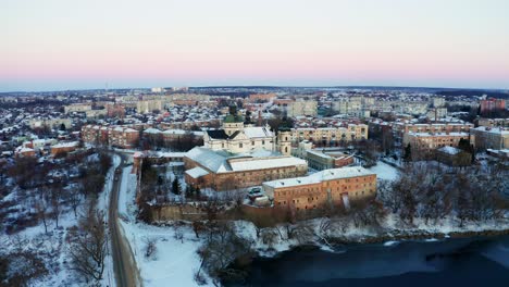 the monastery in berdichev city ukraine aerial panorama view