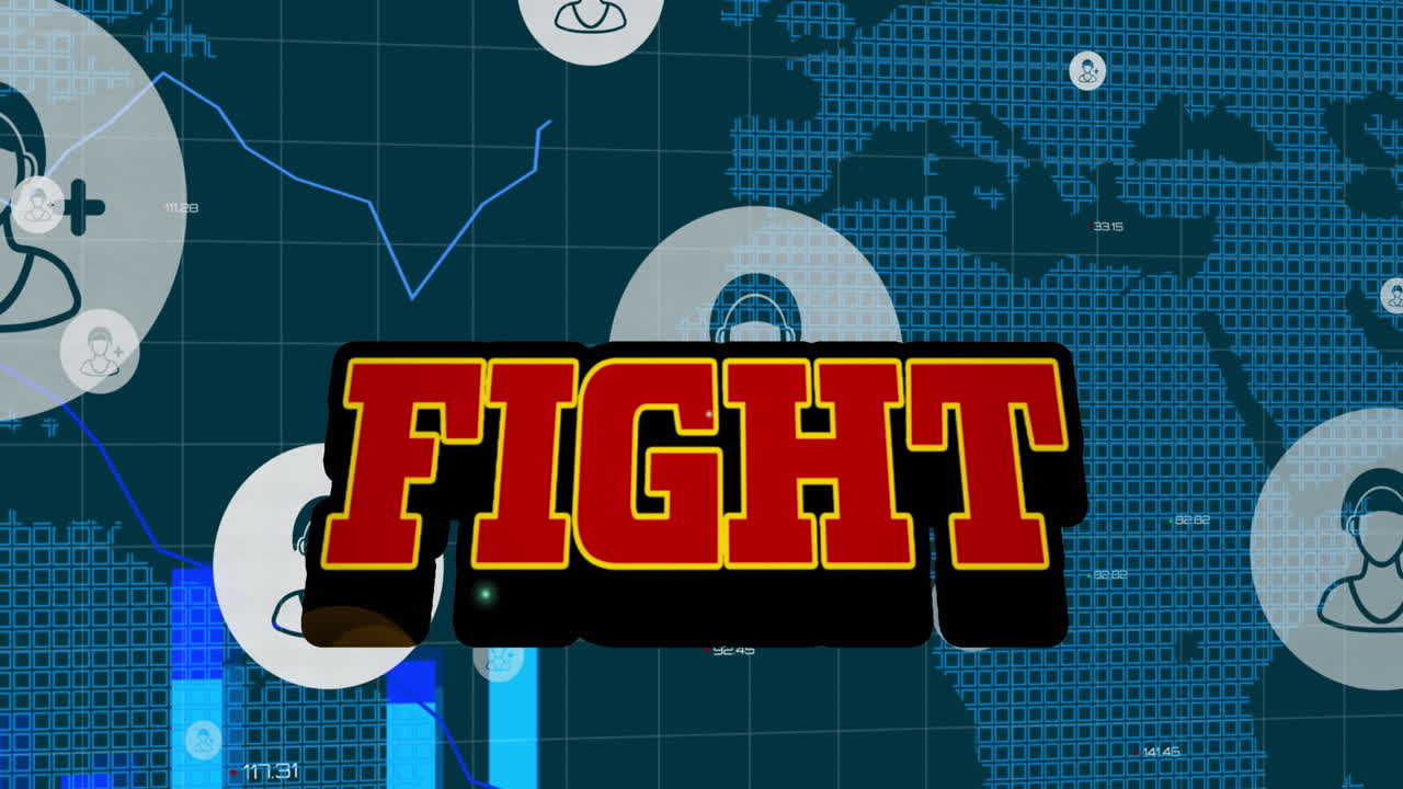 사용자 아이콘으로 디지털 추상 공간에서 싸움의 애니메이션