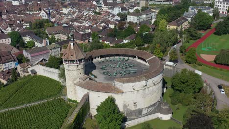 wide angle pan of munot artillery fortress in