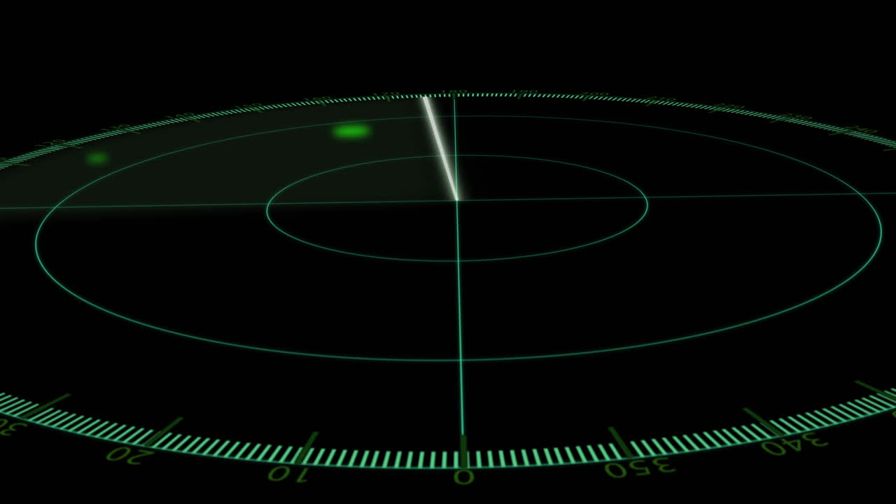 검은 바탕에 움직이는 반점이 있는 레이더의 애니메이션