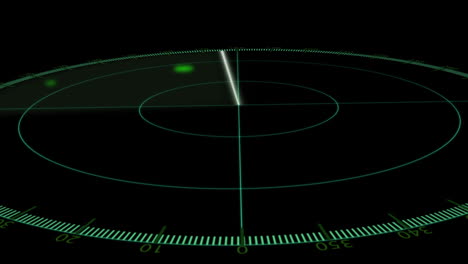 animación de radar con puntos que se mueven sobre un fondo negro