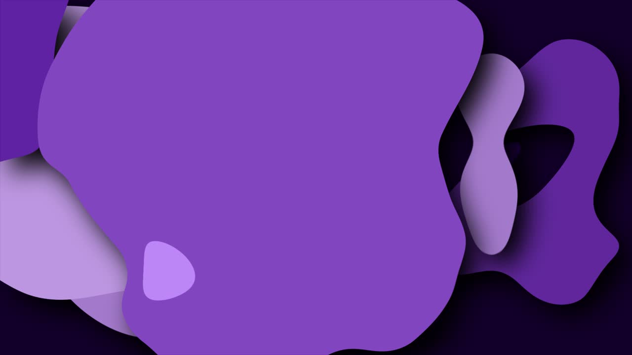 2D animated swirling blobs and circles on a dark background with dynamic twisting abstract motion graphics painting style splotches and squiggles moving hypnotic visual effects colour royal purple