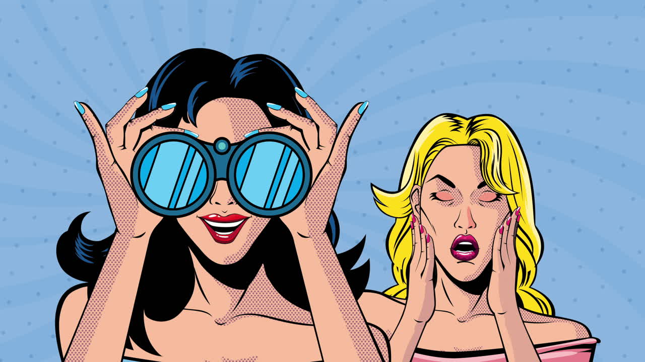 dos mujeres mirando a través de binoculares