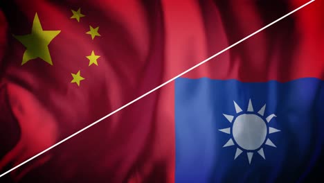 Animation-of-waving-combined-flag-of-china-and-taiwan