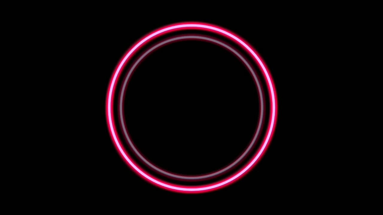 animación de borde de círculo de luz de neón en fondo negro. borde moderno con espacio de copia en blanco 4k