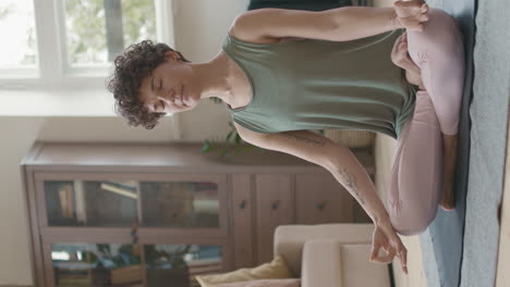 woman meditating in lotus position