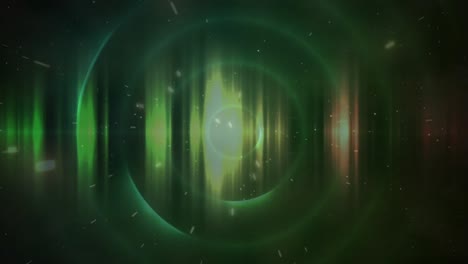 animación de luces verdes y círculos sobre fondo negro