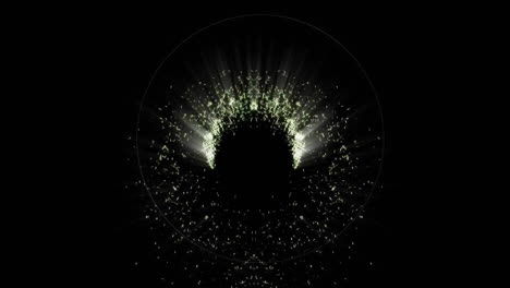animación de círculo brillante y puntos de luz sobre fondo negro