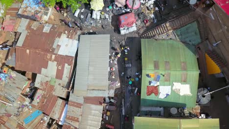 old house roofs on the slum residential near bugolobi in kampala, uganda