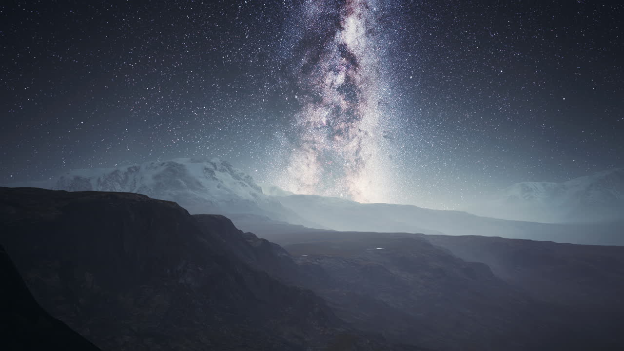 camera follow the Milky Way rotate in mountains