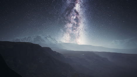 camera follow the milky way rotate in mountains