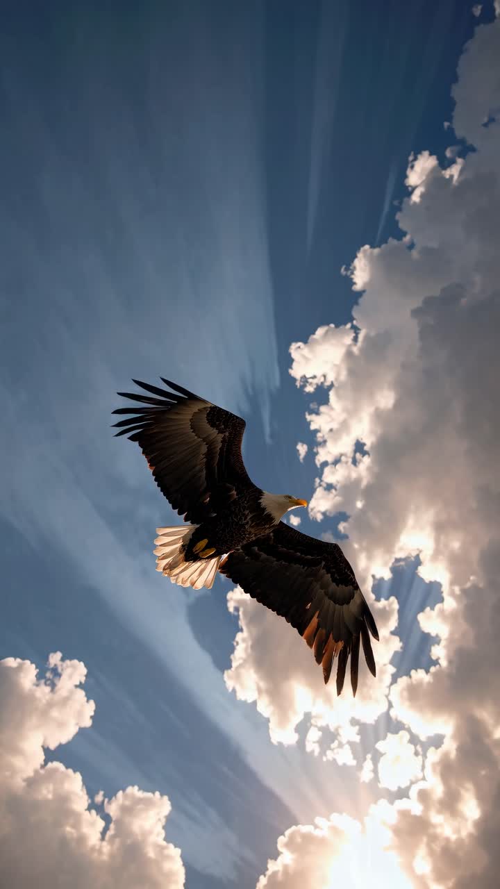 L'aquila calva che vola nel cielo