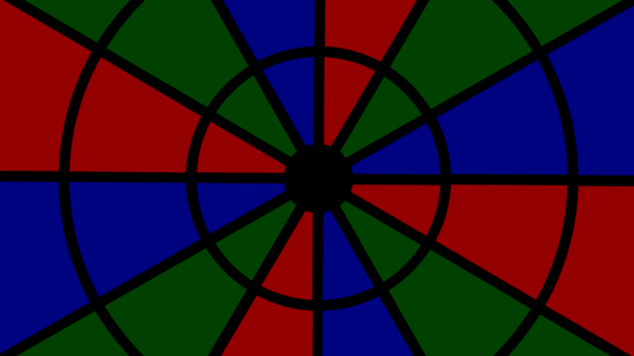 커 포인트가 중앙에 위치하여 전체 배경을 는 다양한 색상의 원형 프입니다.