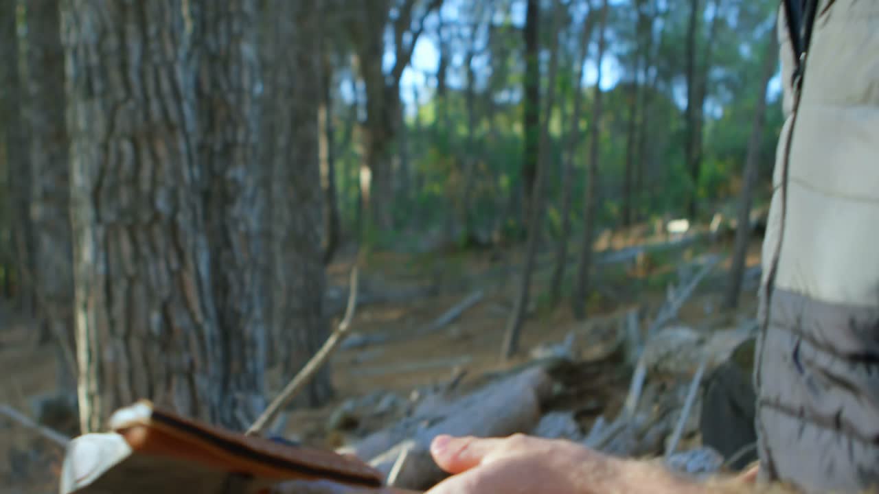 숲 에서 도끼 를 들고 있는 남자 나무  ⁇ 기자 4k