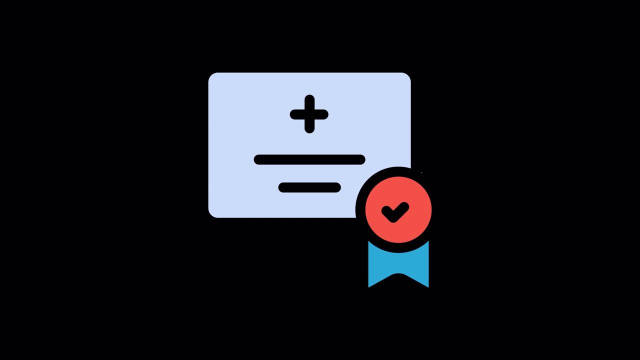 Animated Medical Certificate Icon with Approval Checkmark