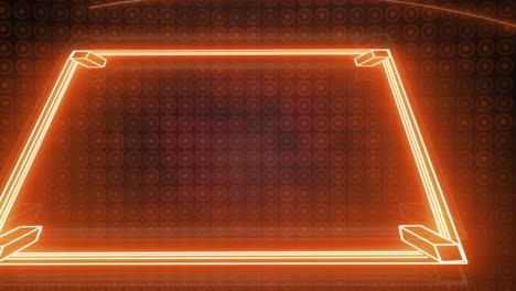 animation of orange neon boxing ring over circles in row on black background