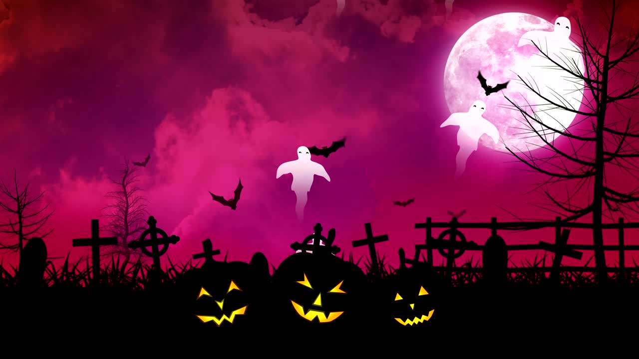 할로윈 유령과 묘지