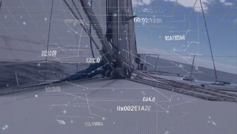 animation of data processing over boat sailing