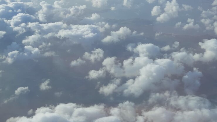 Close-up of cloudy skies from an airplane
