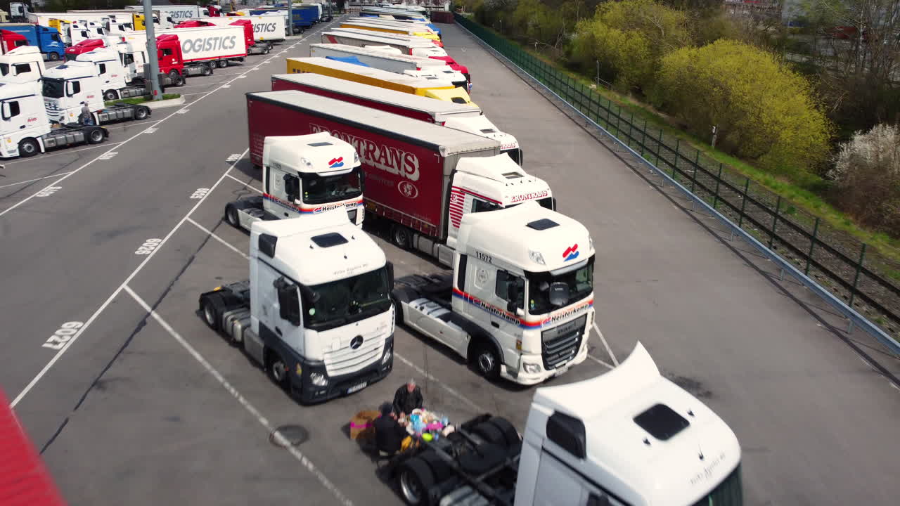 Trucks parked at a truck stop