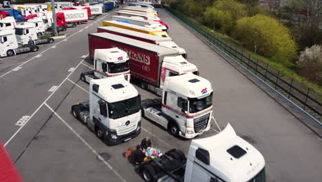 trucks parked at a truck stop