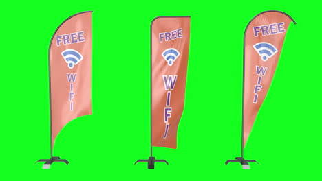 wi-fi gratuito grupo bandera asta de bandera pluma pantalla verde