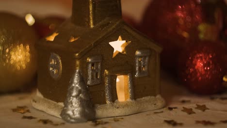 christmas miniature house with ornaments