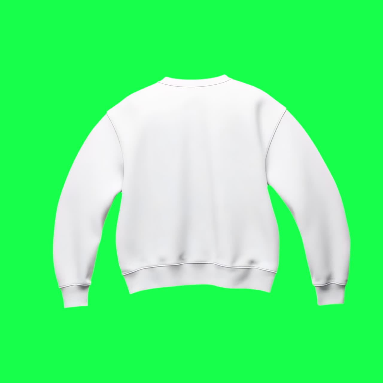 Blank white sweatshirt isolated animation, transparent 4K video, green screen