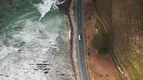 van driving along ocean in otago region, new zealand