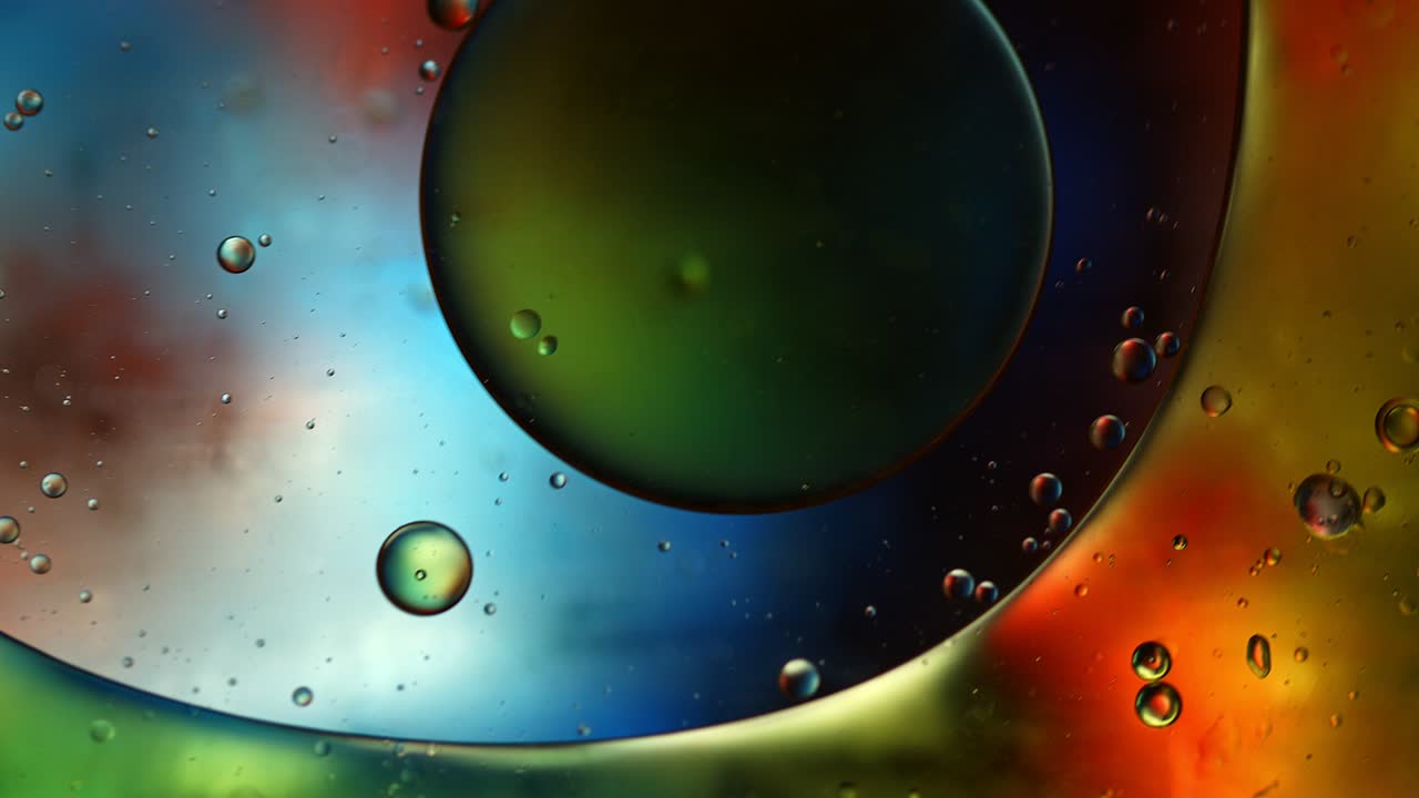 abstract colorido alimentos gotas de aceite burbujas y esferas que fluyen