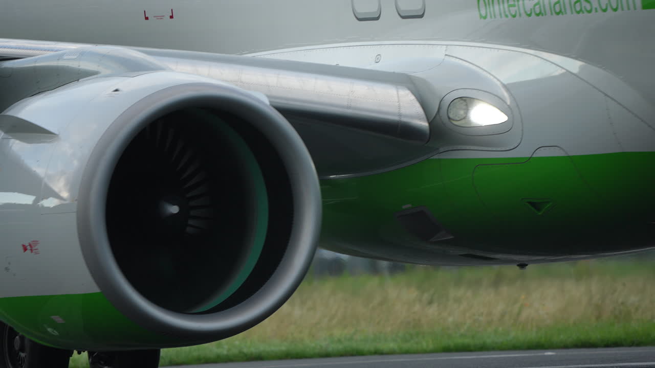 Close-up view of an aircraft engine