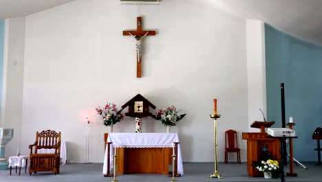 shot of religious chapel or funeral home for funeral service