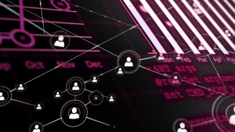 animación del procesamiento de datos, red de conexiones