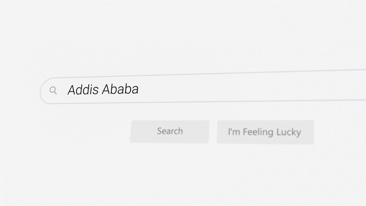Searching for Addis Ababa on Internet browser