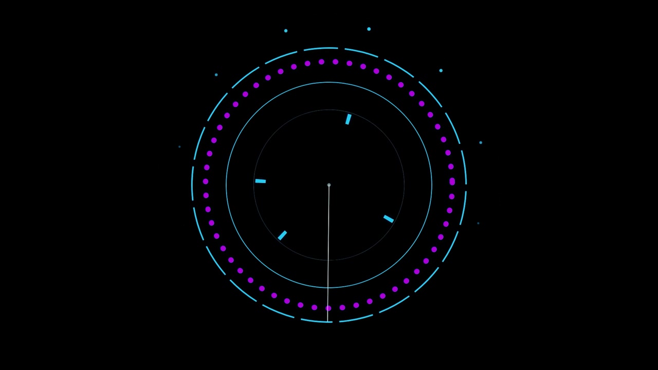 Futuristic Circular HUD Interface Rotating on Black Background