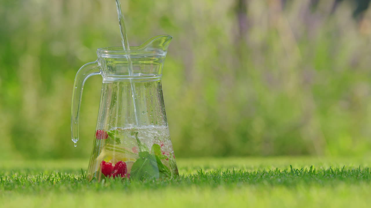 유리 잔에 담긴 상쾌한 여름 음료