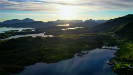 aerial view of stunning fjord sunset in norway